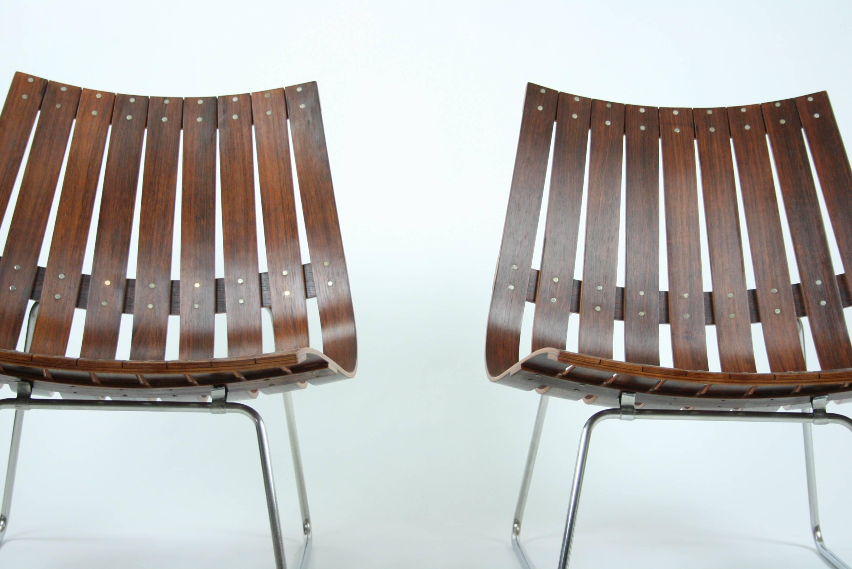 Mid-Century Modern Pair of Kjell Richardsen Tynes möbelfabrik, rosewood lounge chairs circa 1960