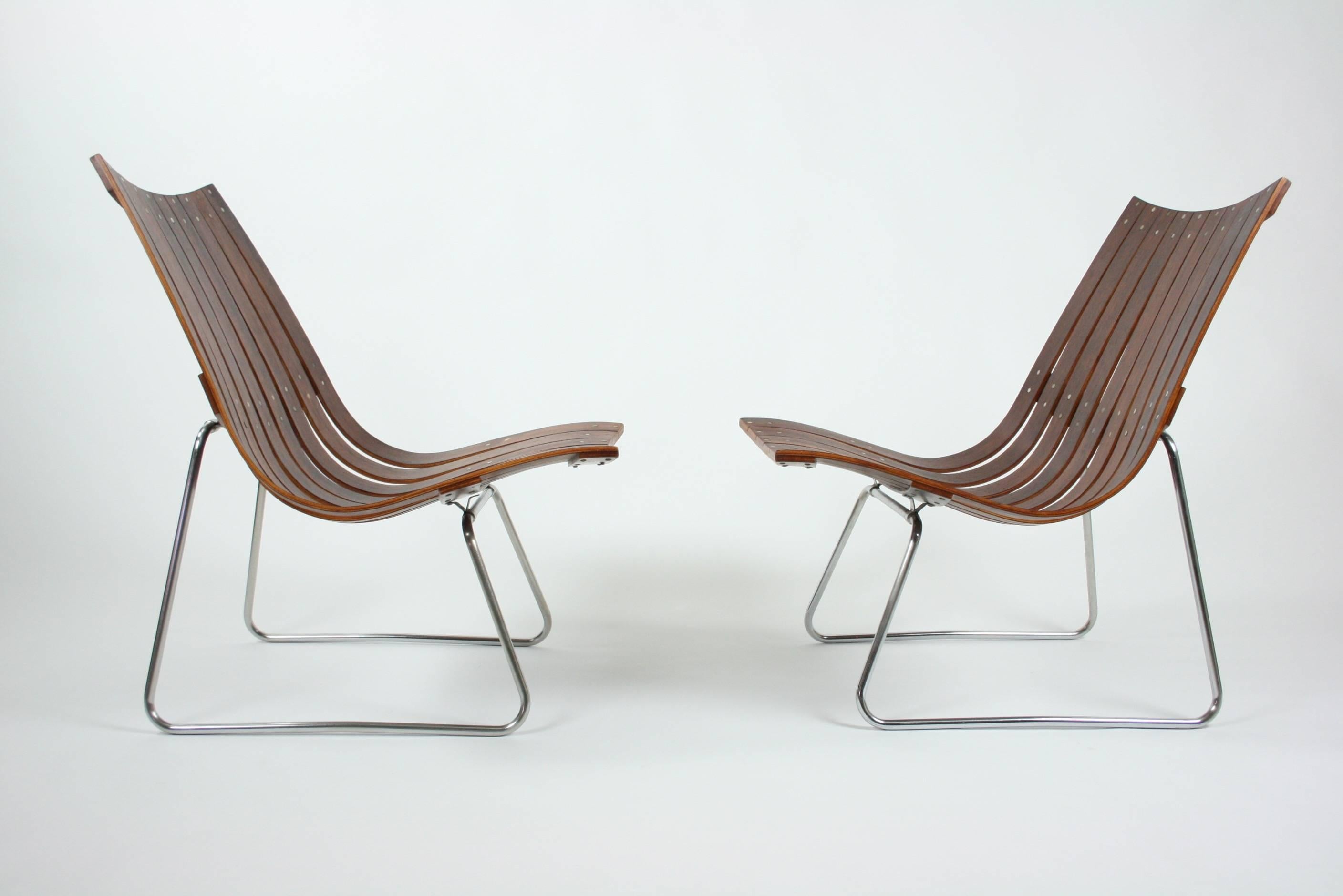 Pair of Kjell Richardsen Tynes möbelfabrik, rosewood lounge chairs circa 1960 In Good Condition In Chicago, IL