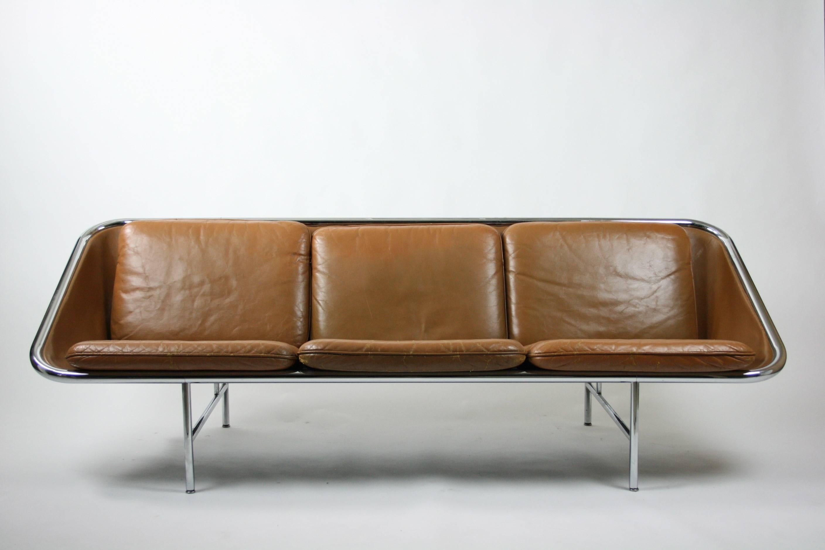 George Nelson Sling Sofa in Brown Leather for Herman Miller 1