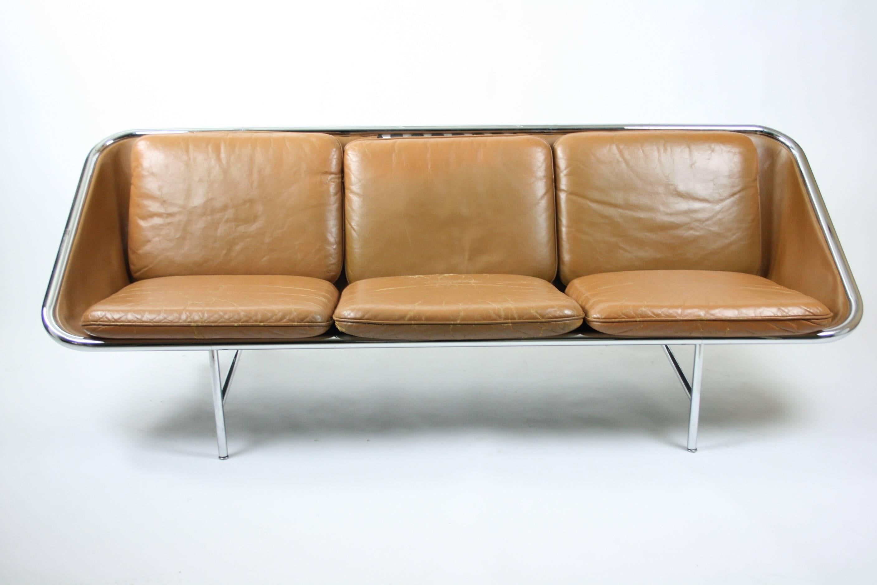 George Nelson Sling Sofa in Brown Leather for Herman Miller In Good Condition In Chicago, IL