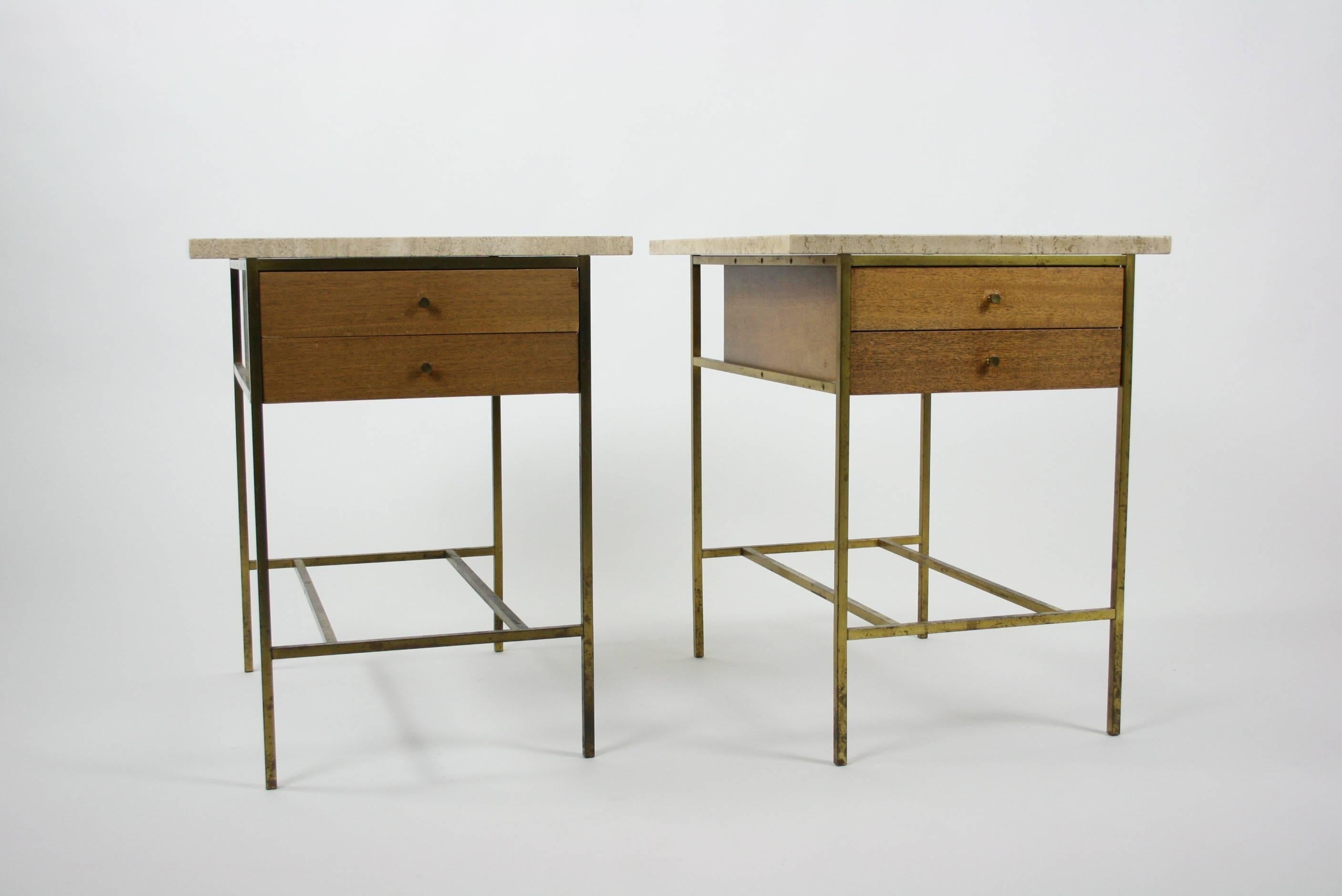 Walnut Pair of Two-Drawer Nightstands by Paul McCobb for Calvin Group
