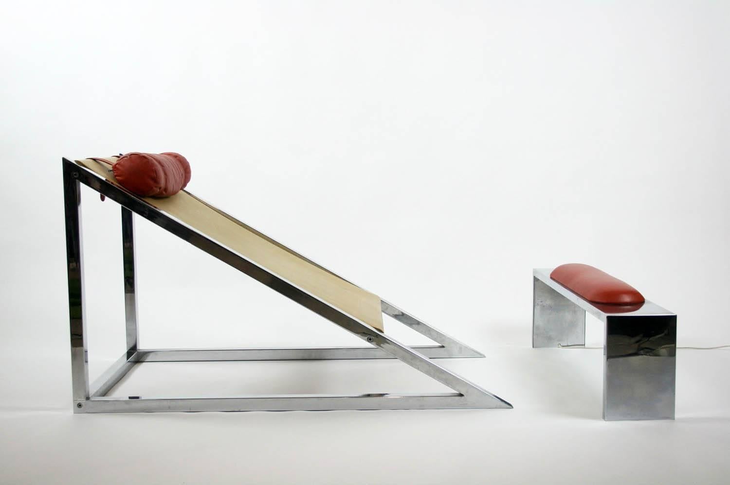 Mid-20th Century Mies Chair and Ottoman, Archizoom Associati, 1969 For Sale