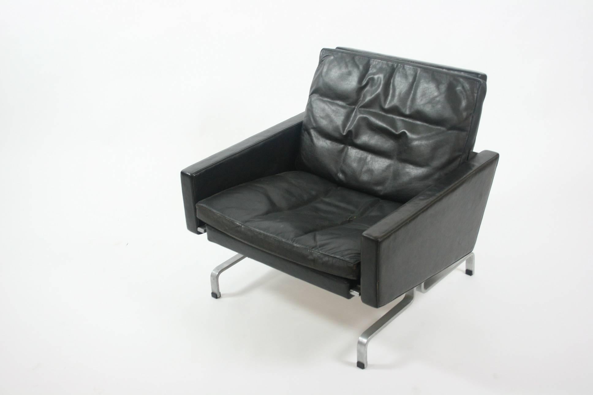 Danish Poul Kjærholm PK-31/1 Lounge Chair by E. Kold Christensen in Black Leather