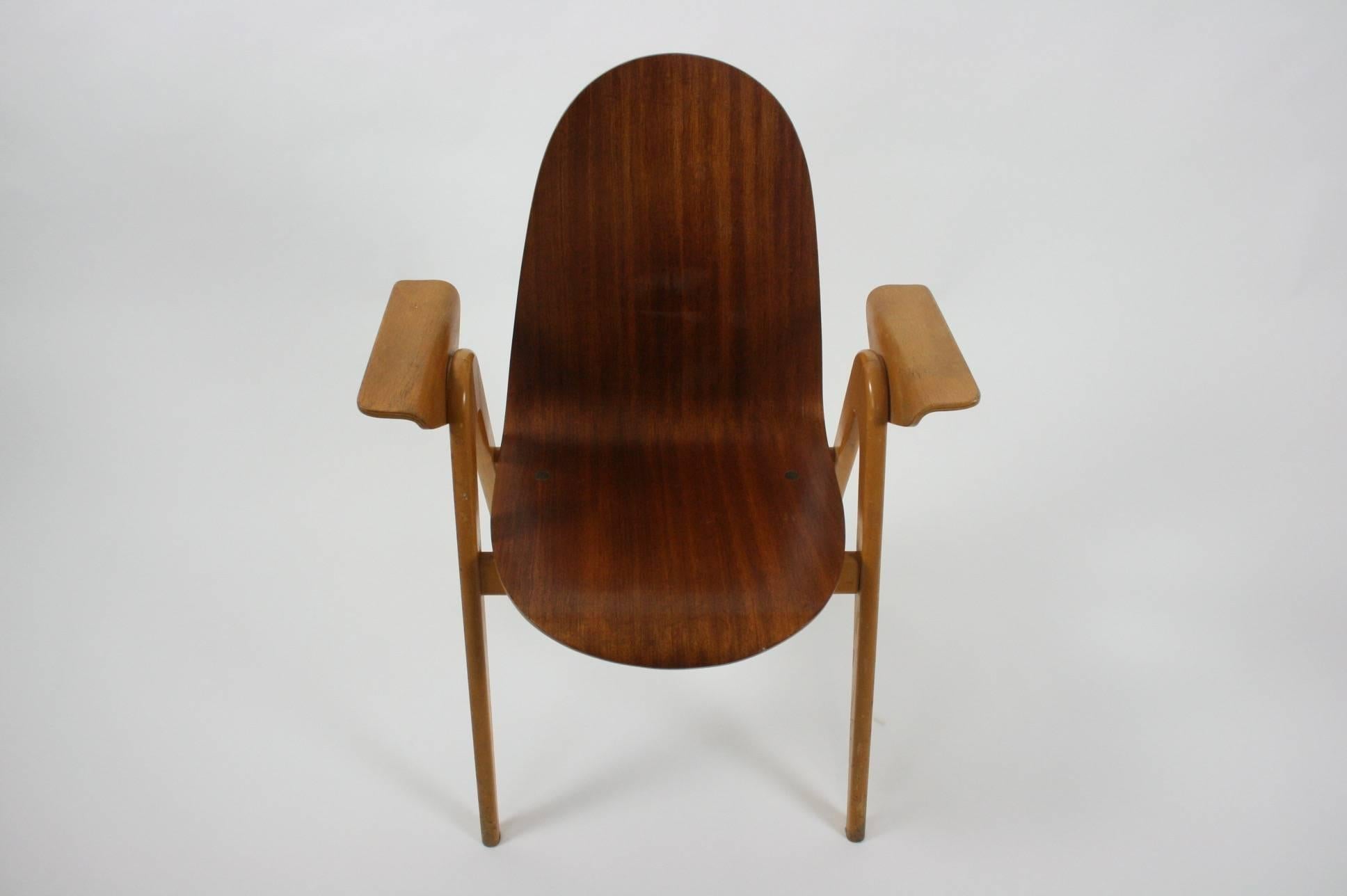 Mid-Century Modern 1953 Molded Plywood Armchair by Yngve Ekstrom