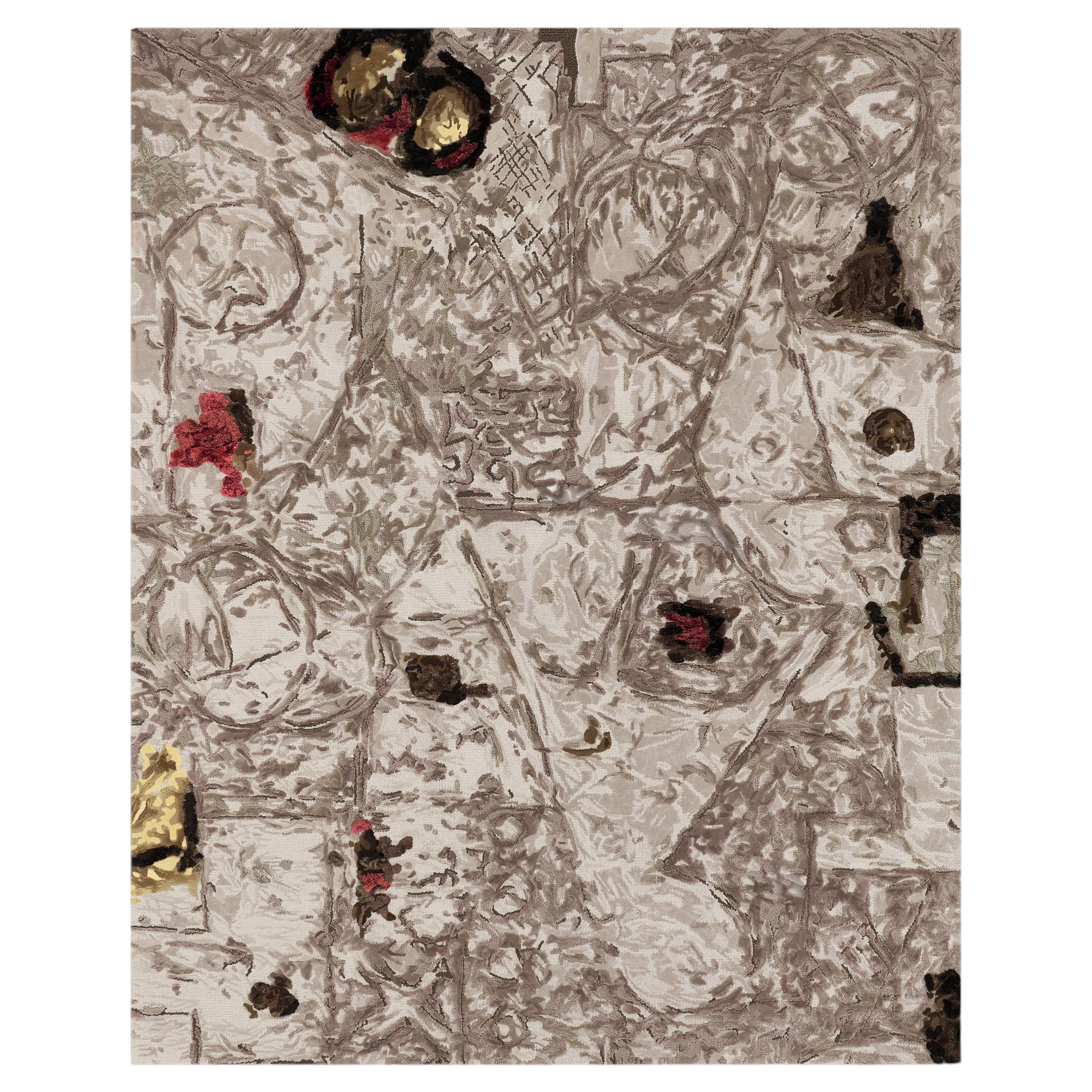 Handcrafted Chinese Carpet by FULI, 10x13ft, Modern Desig，NZ Wool