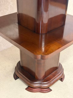 Art Deco Style Mahogany Pedestal Dining Table with Glass Top