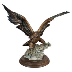 Italian Porcelain Eagle Sculpture by Giuseppe Armani on Wooden Base