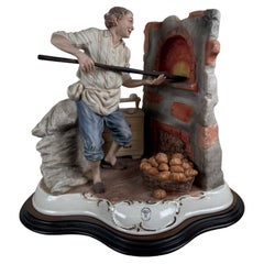 Capodimonte-Porzellanfigur: Bäcker am Ofen, italienische Genreszene