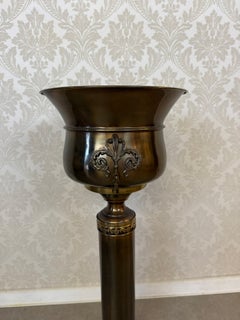 Vintage Neoclassical Brass Pedestal Jardinière Planter Stand