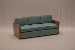 Elegant Art Deco Three-Seat Sofa in Burlwood, 1930/40s