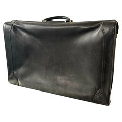 Large 1960s Full Leather Black Gucci Suitcase