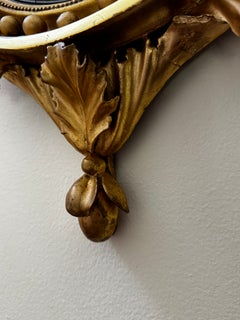 Petite 18th C. English Girandole or Convex Giltwood Mirror with Eagle