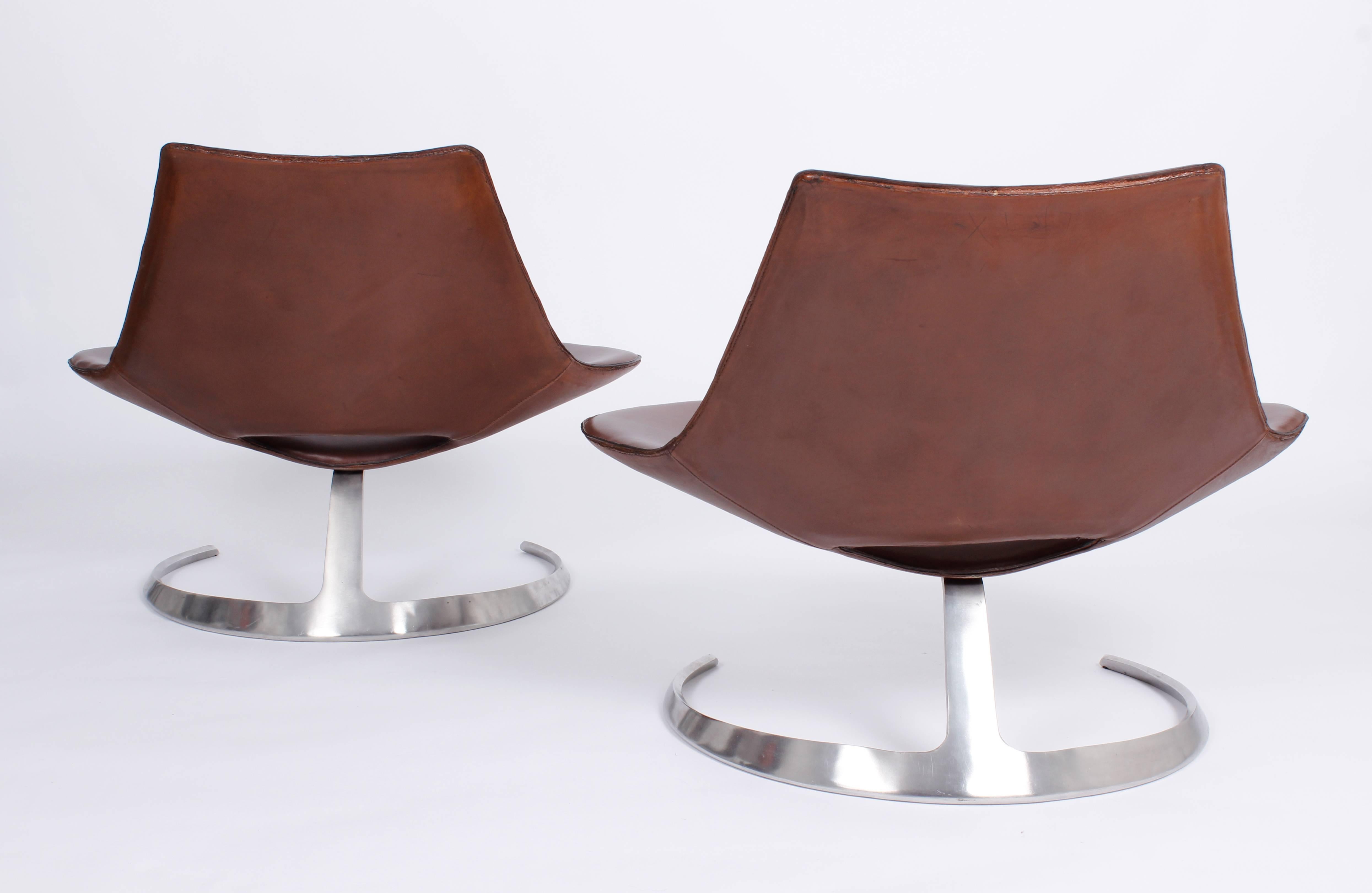 Mid-20th Century Pair of Scimitar Lounge Chairs by Jorgen Kastholm & Preben Fabricius, 1962