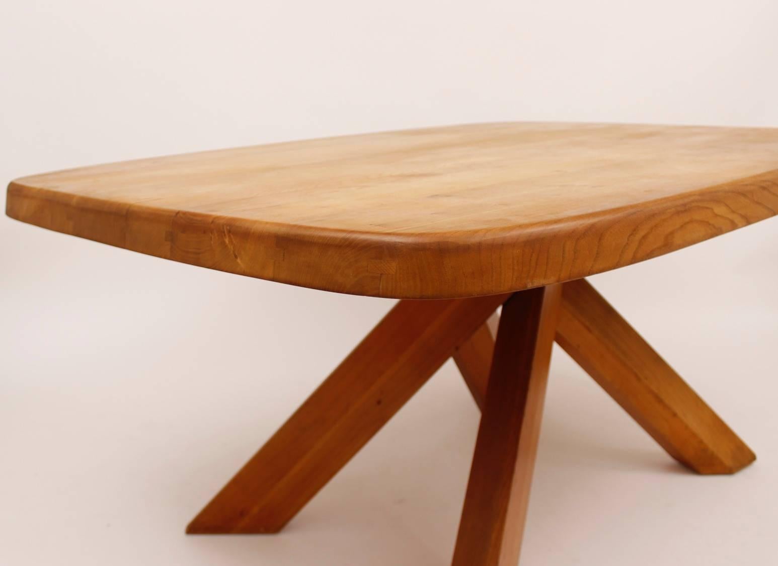 Oiled Dining Room Table by Pierre Chapo, France, circa 1970