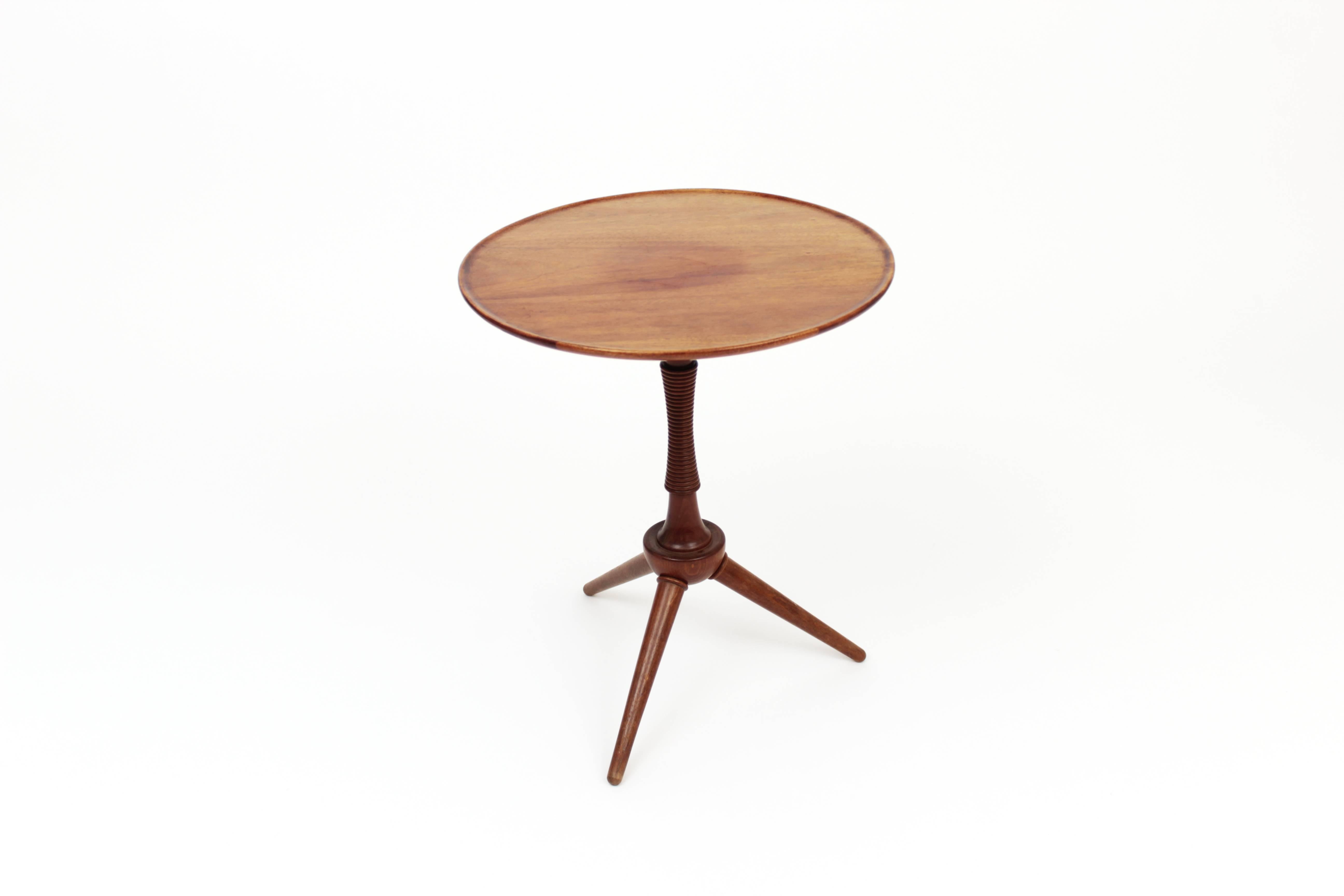 Turned Tripod Pedestal Table by Frits Henningsen, Denmark, circa 1930 For Sale