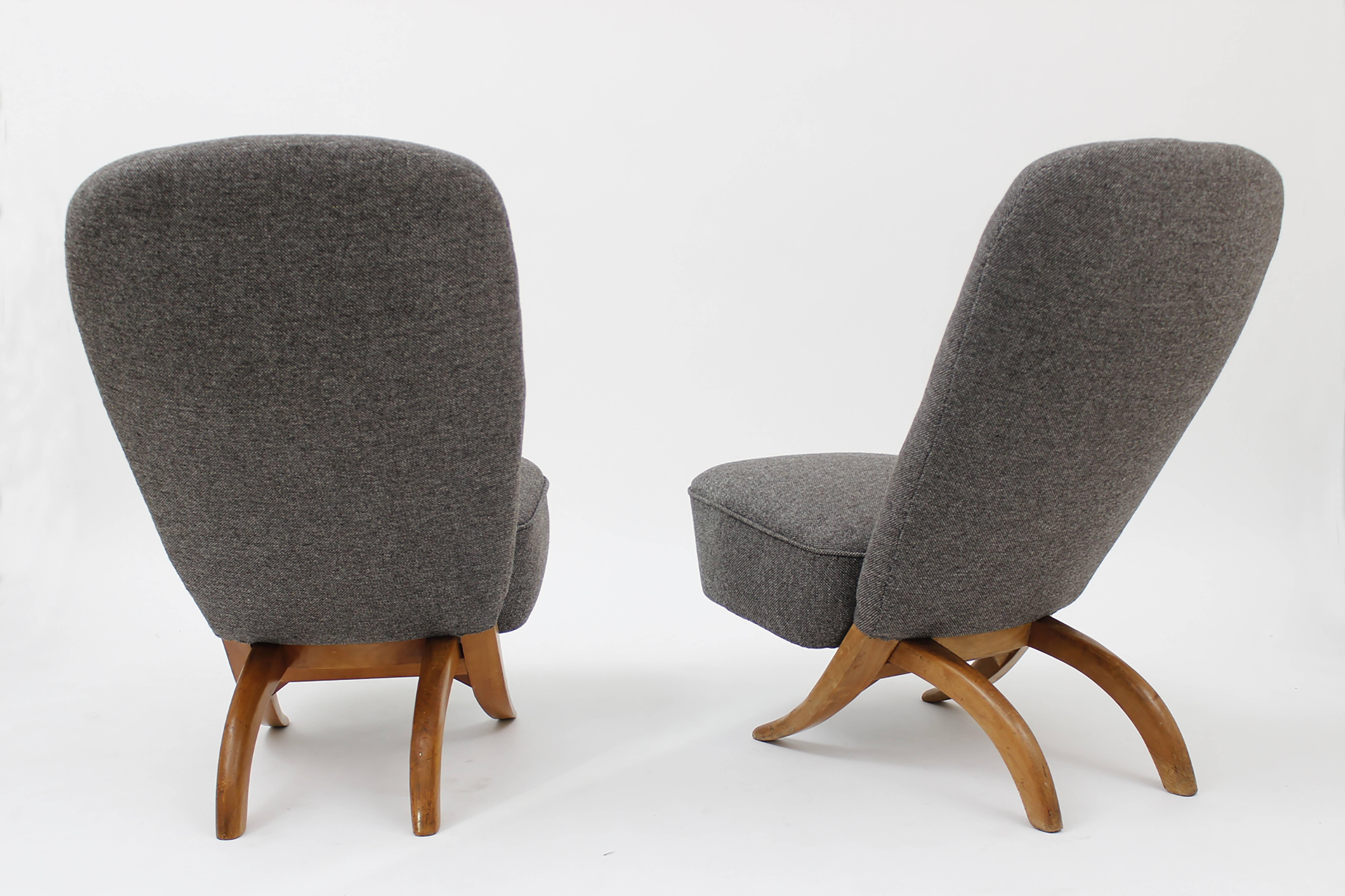 Mid-20th Century Pair of Low Chairs 