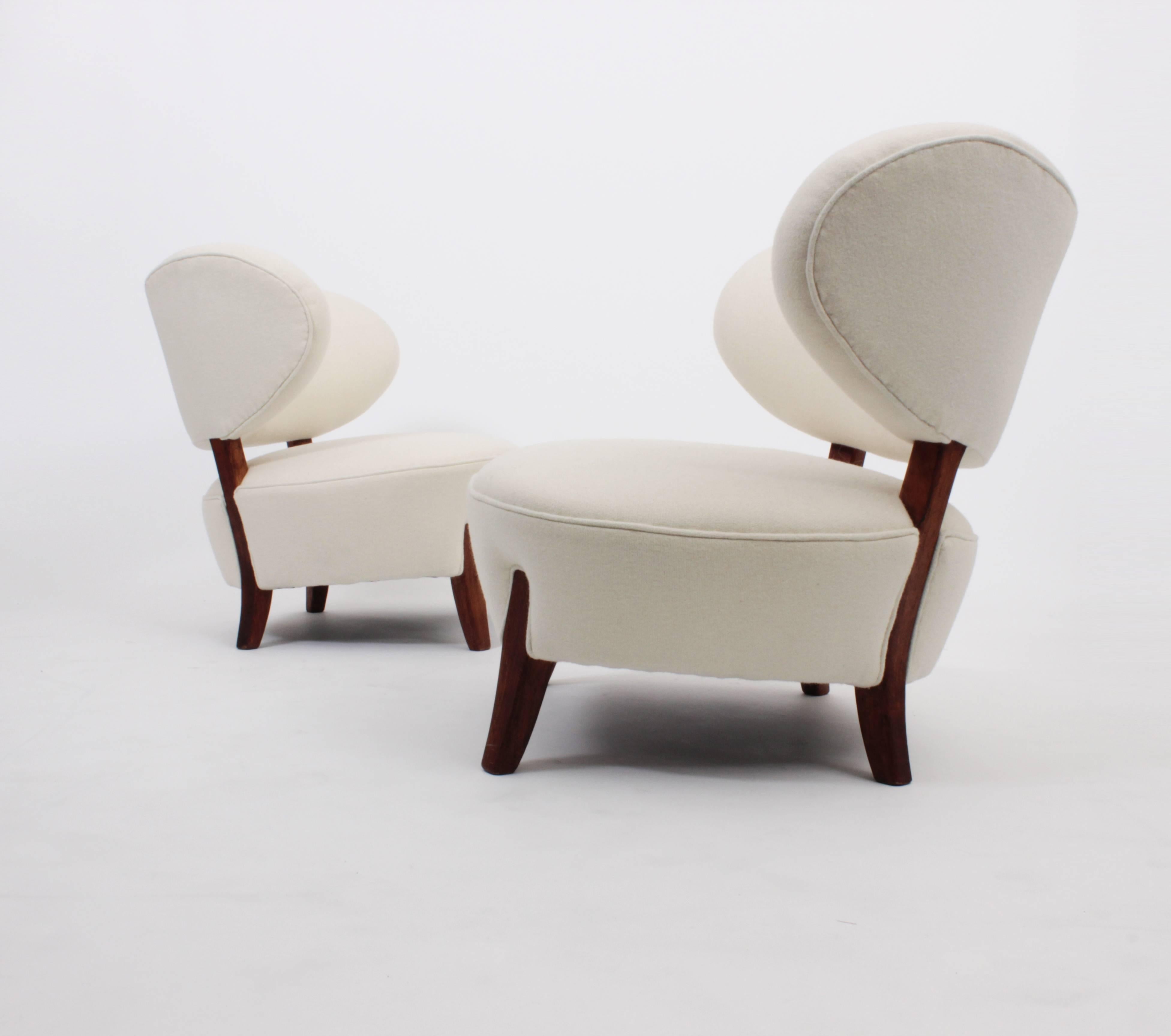 Scandinavian Modern Pair of Otto Schulz Easy Chairs for Boet, Sweden, circa 1940