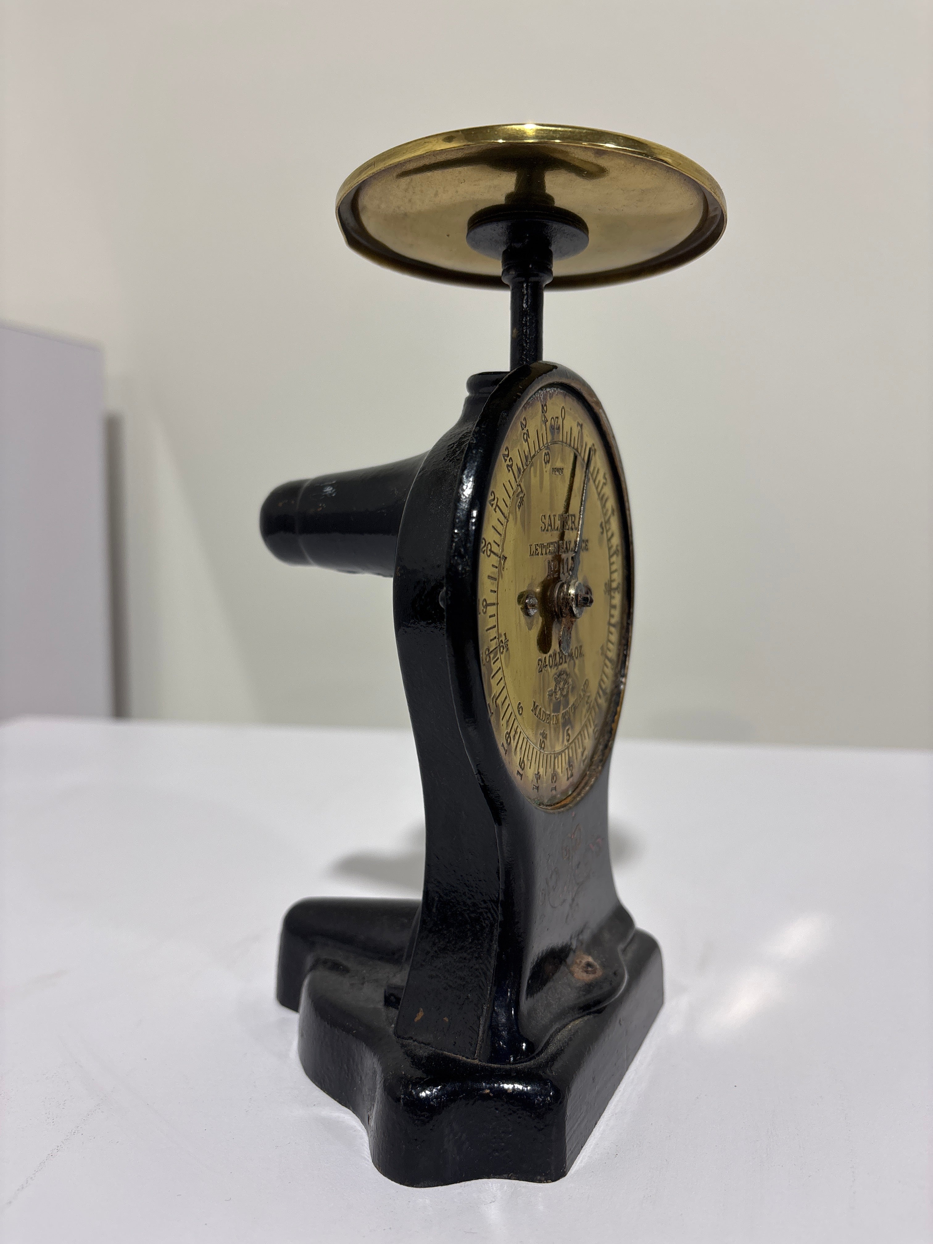 Antique English Salter No. 11 Cast Iron Letter Scale with Brass