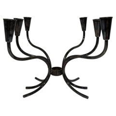 Candelabro danés de estilo «Mid-Century Modern» con seis brazos, chapado en plata, de los años 60