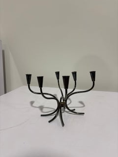Candelabro danés de estilo «Mid-Century Modern» con seis brazos, chapado en plata, de los años 60