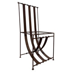 Sculptural Mexican Steel Chair with Continuous Strap Seat and Back