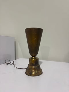 Art Deco Table Lamp with Torchière Design and Patinated Finish