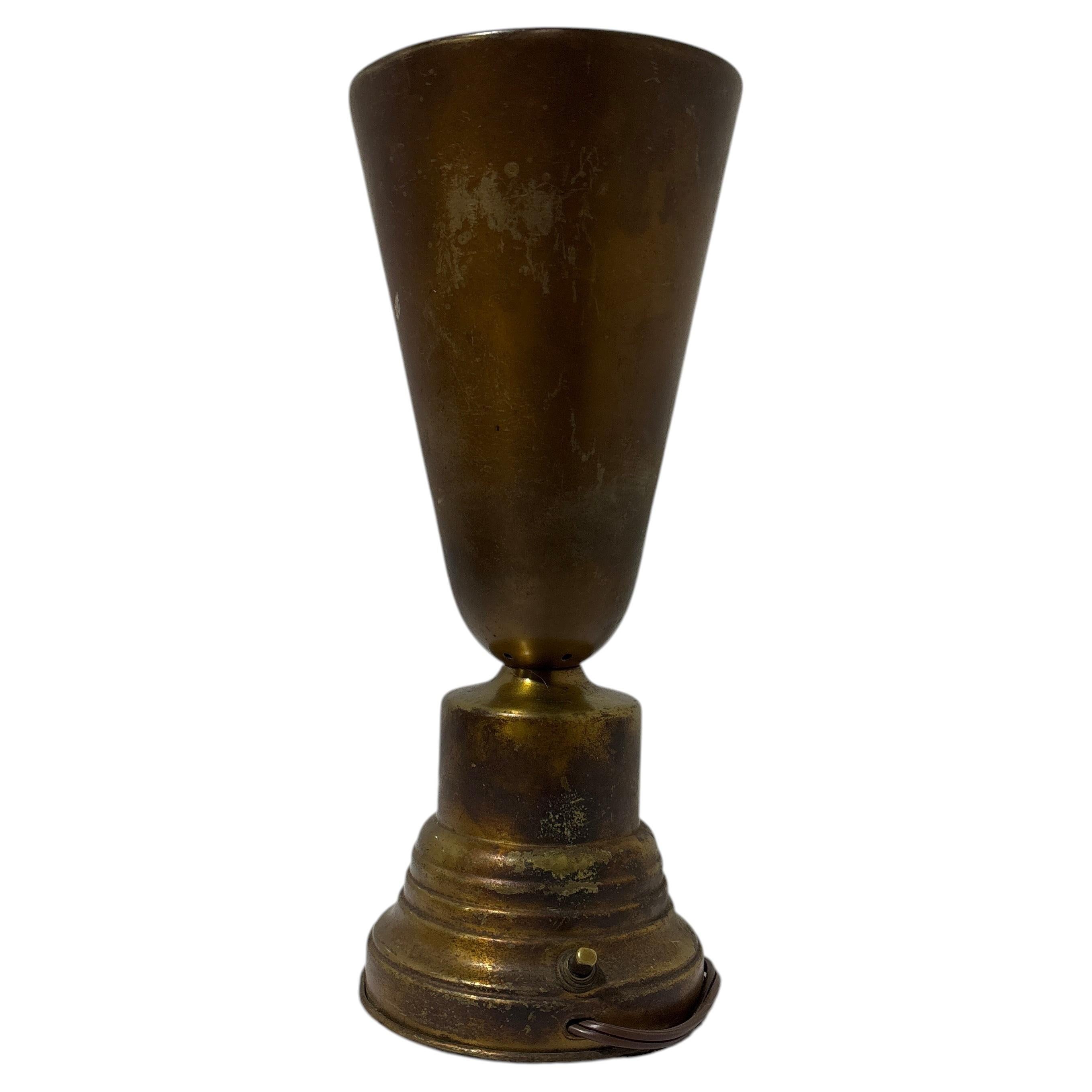 Art Deco Table Lamp with Torchière Design and Patinated Finish For Sale