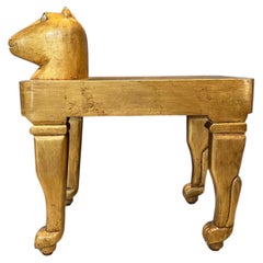 Carved Gilt & WoodJaguar Side Table By Diseños Caaesa