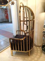 Pair of Big Gold Cage Armchairs