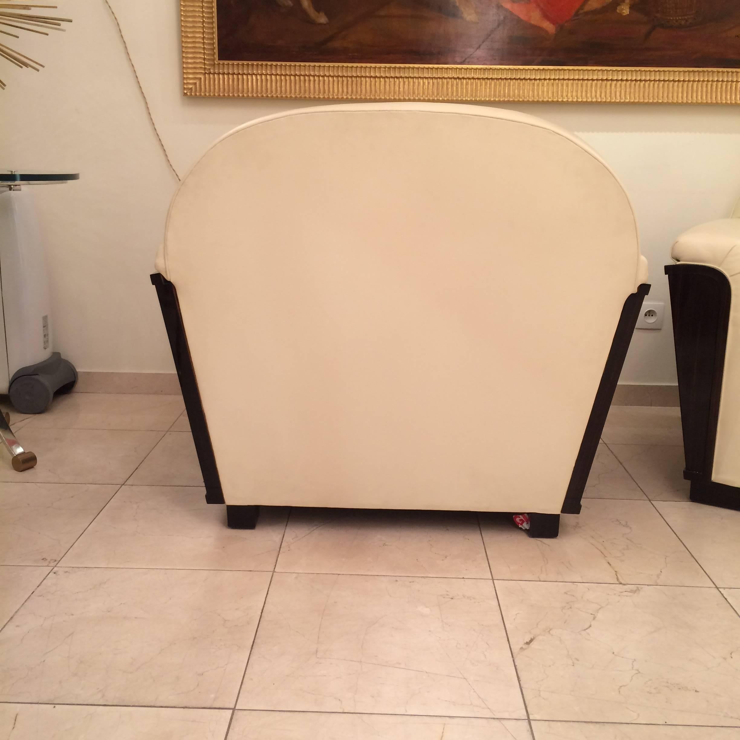 Pair of French Art Deco Macassar Club Armchairs In Good Condition For Sale In Saint-Ouen, FR