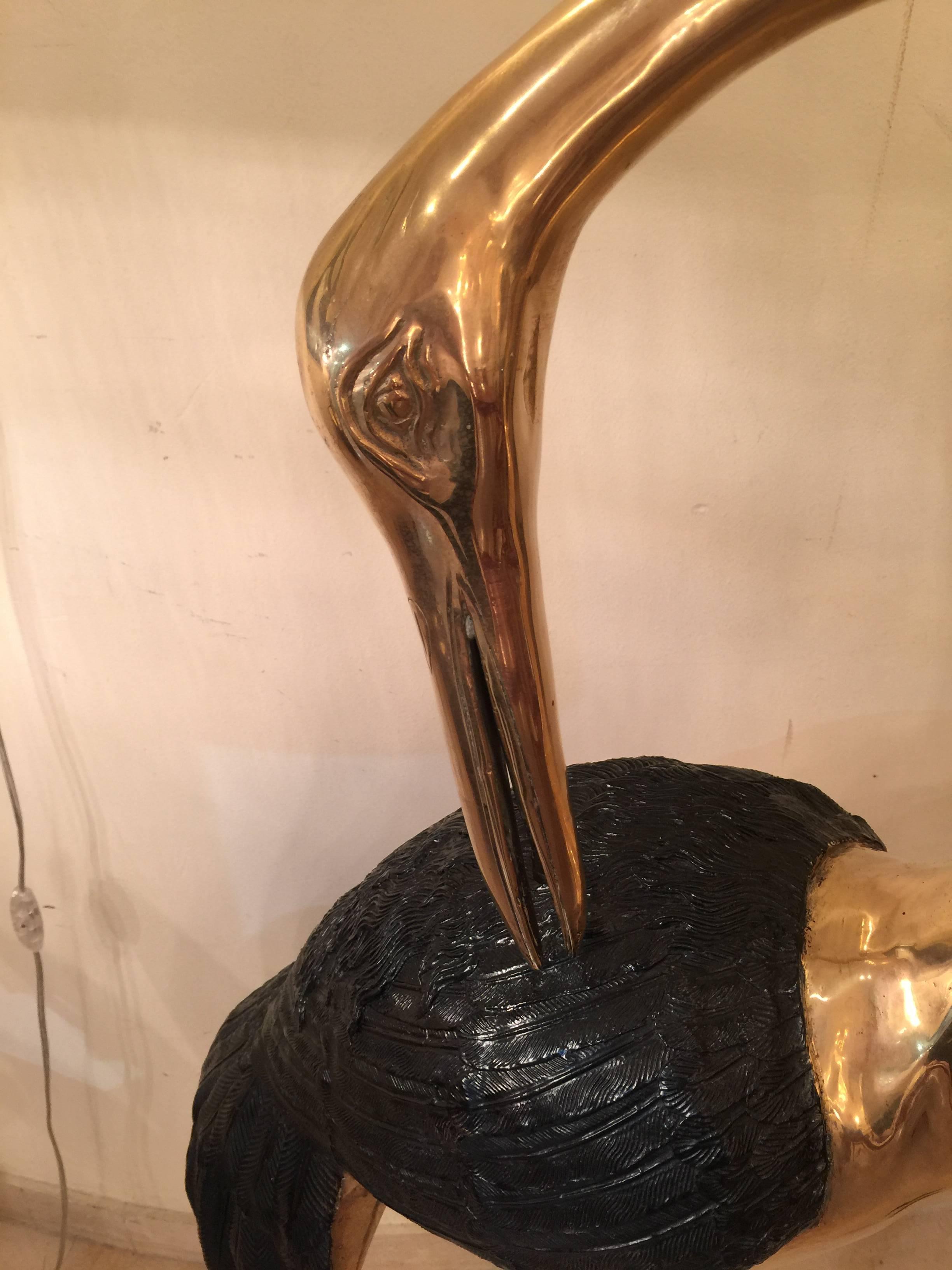 Rare Couple of Big Seventies Bronze Herons In Excellent Condition For Sale In Saint-Ouen, FR