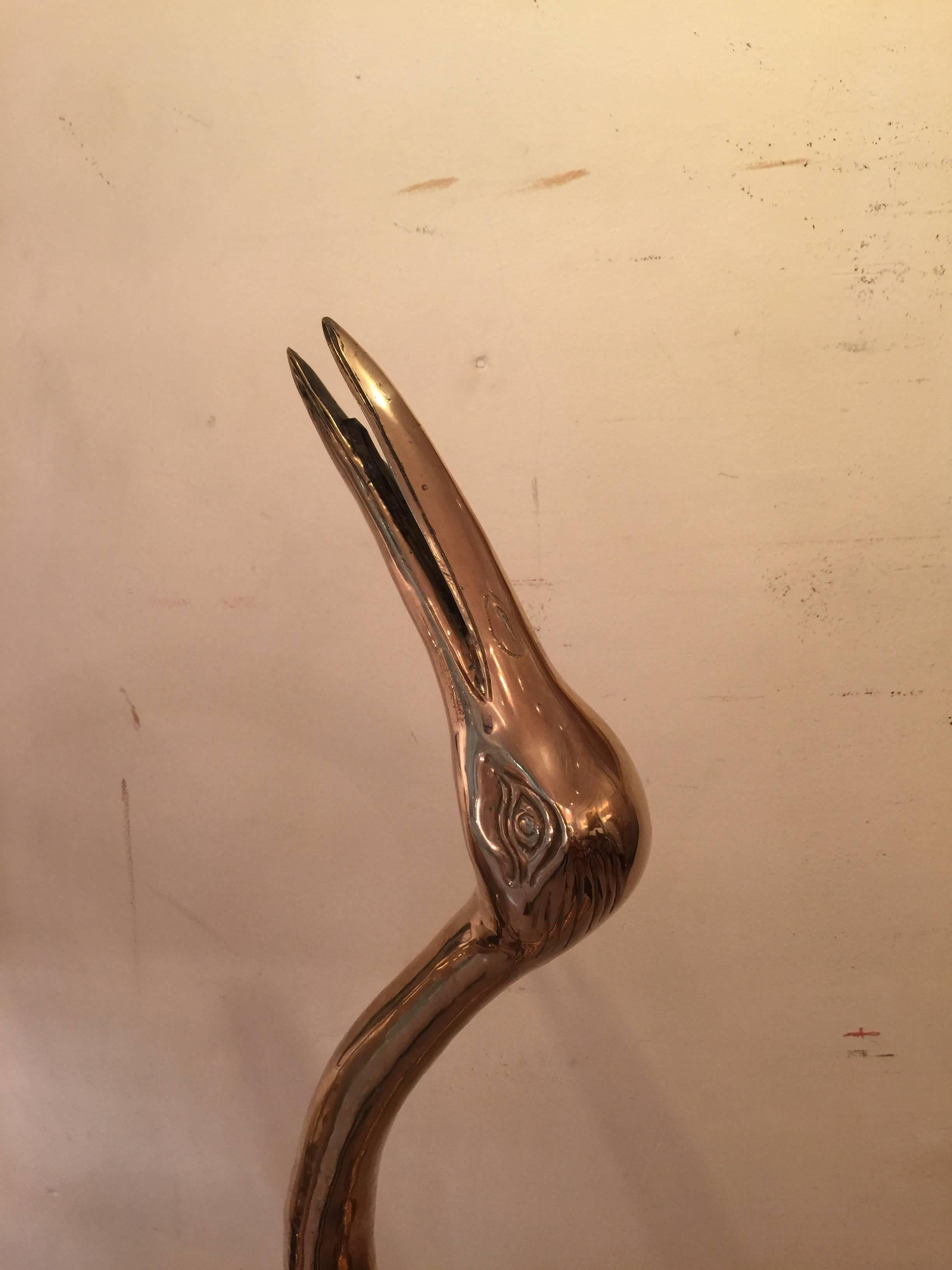 Rare Couple of Big Seventies Bronze Herons For Sale 3