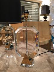 Pair of Crystal and Brass Lamps