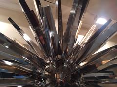 Sputnik or Sunburst Silver Metal Chandelier