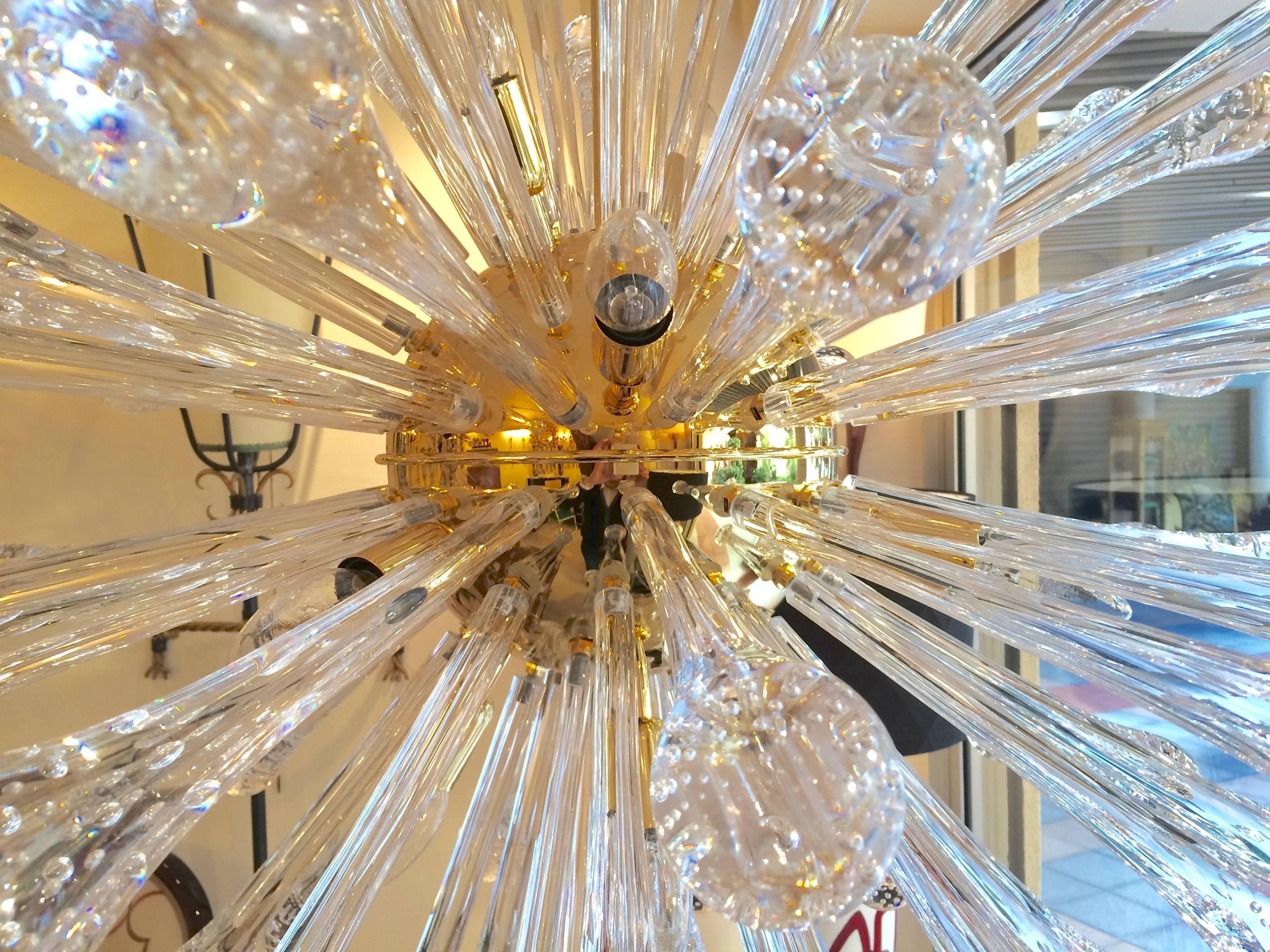 Italian Sunburst or Sputnik Chandelier in Murano Glass For Sale