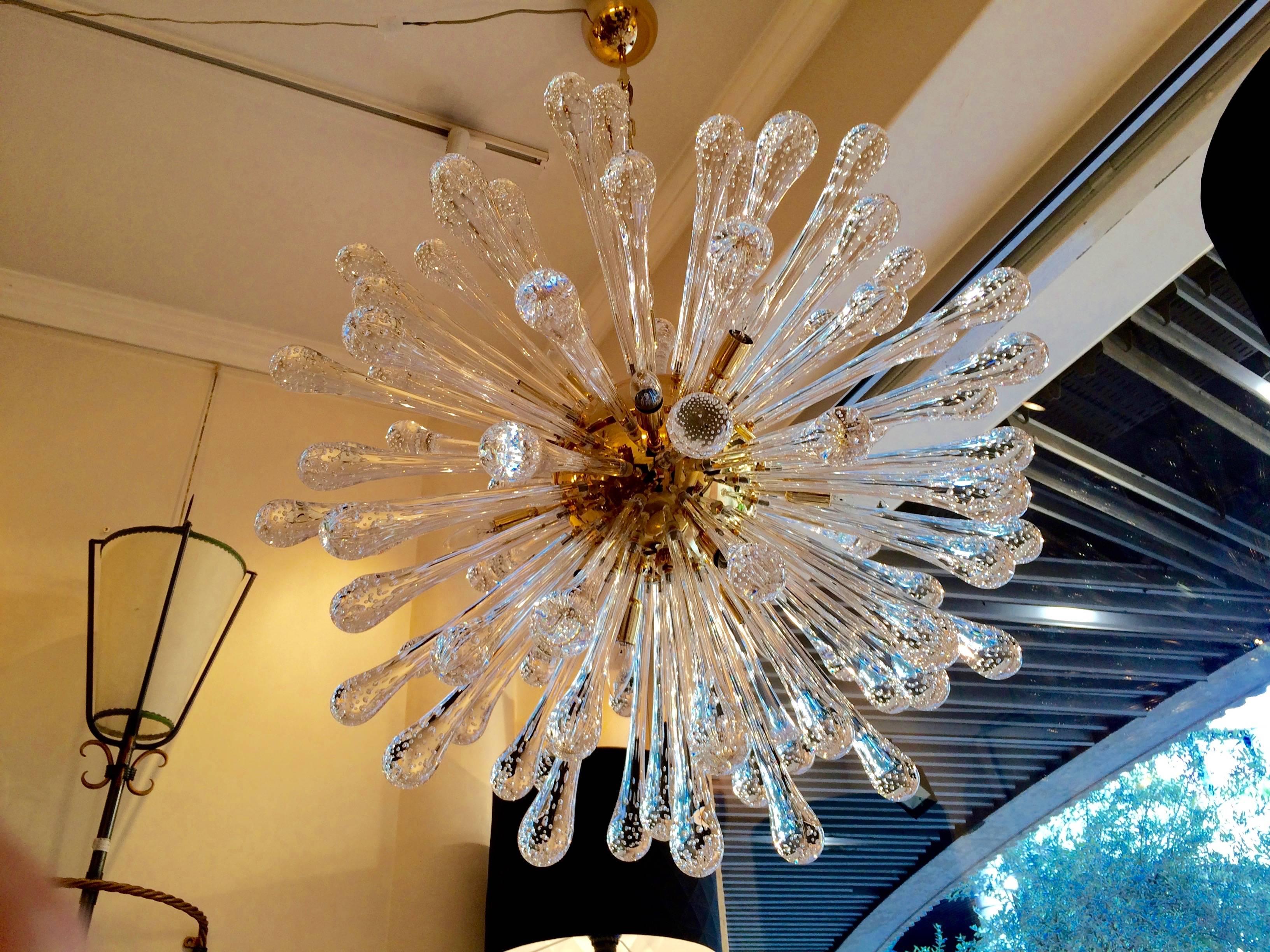 20th Century Sunburst or Sputnik Chandelier in Murano Glass For Sale