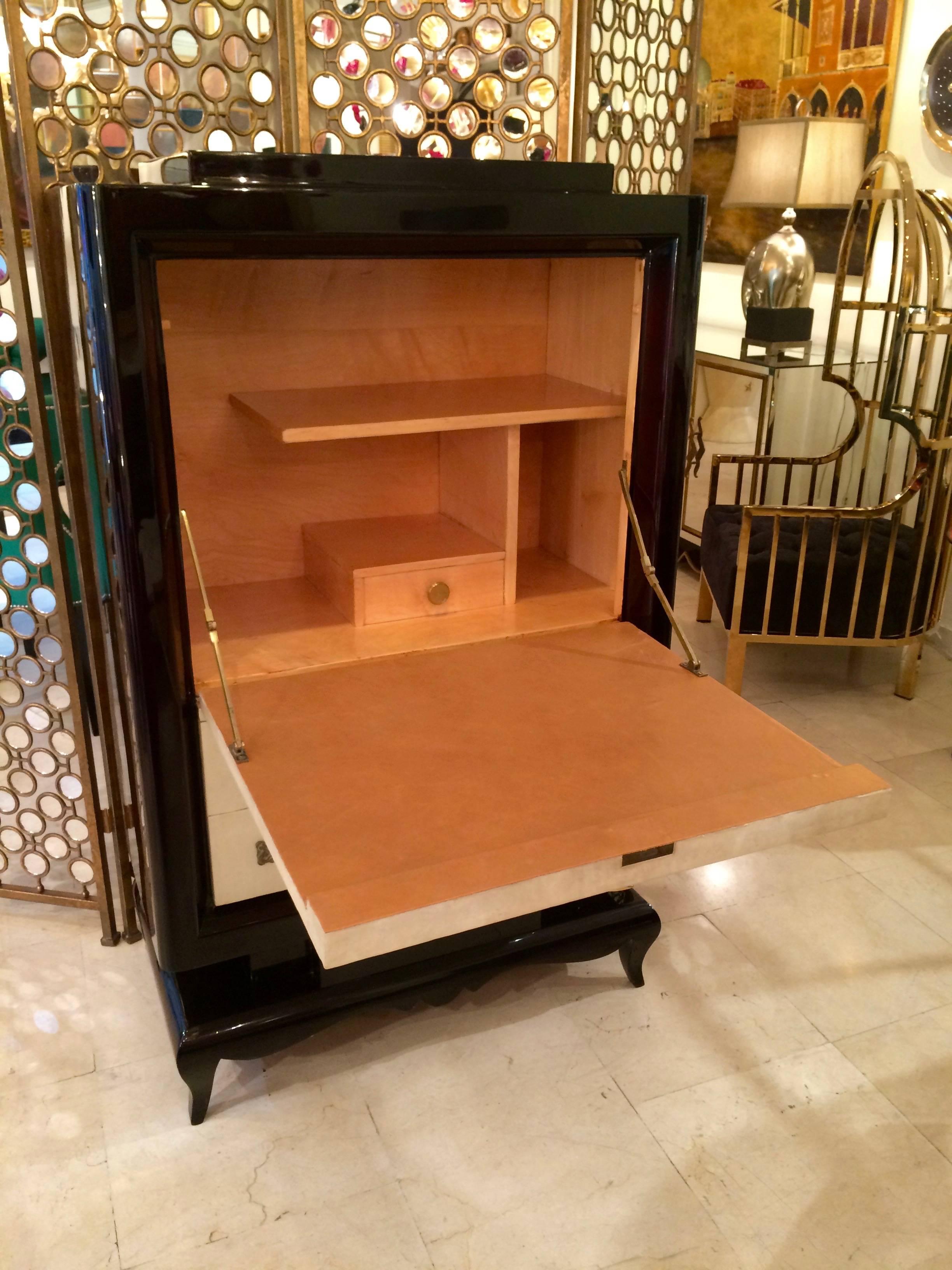 Mahogany French Art Deco Dry Bar Attributed to René Prou For Sale