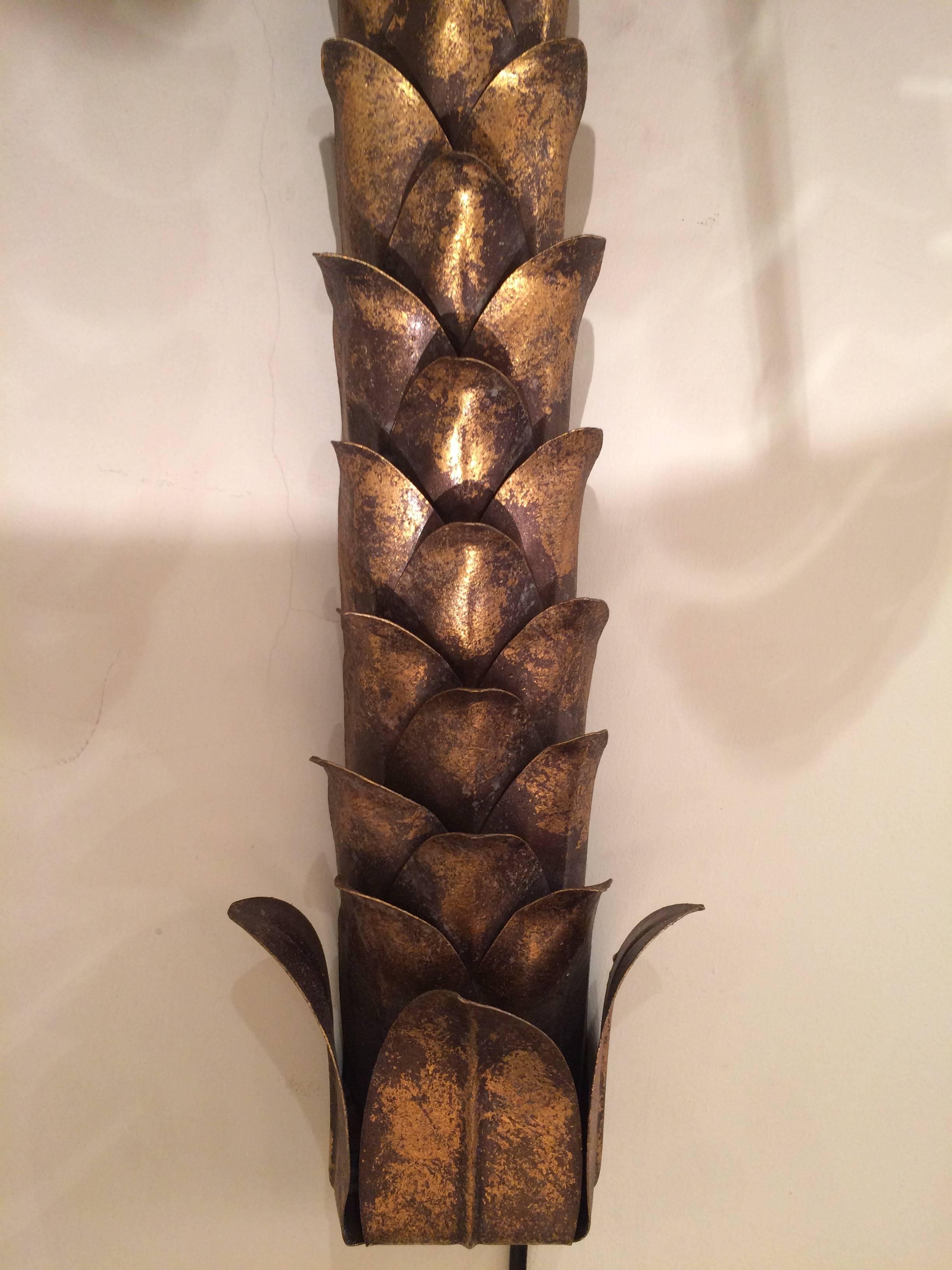 French Eight Palm Tree Sconces in the Style of Jansen For Sale