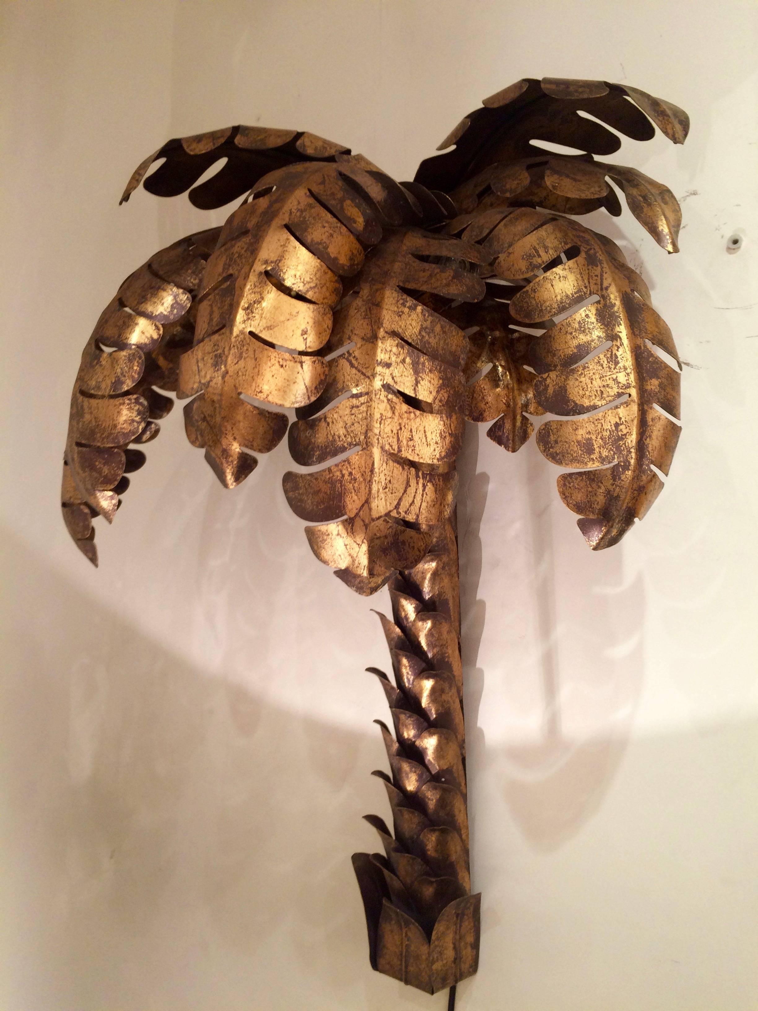 Eight Palm Tree Sconces in the Style of Jansen In Good Condition For Sale In Saint-Ouen, FR