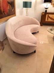 Curved Italian Style Sofa in Beige Velvet