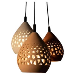 Naaya Cepa Coral 20” Handmade Ceramic Pendant Light  Sculptural Gobo Fixture