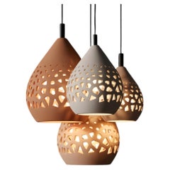 Naaya Cepa Coral 20” Handmade Ceramic Pendant Light  Sculptural Gobo Fixture