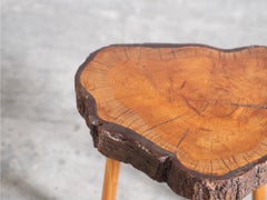Naturalistic Elm Side Table, French c. 1970s