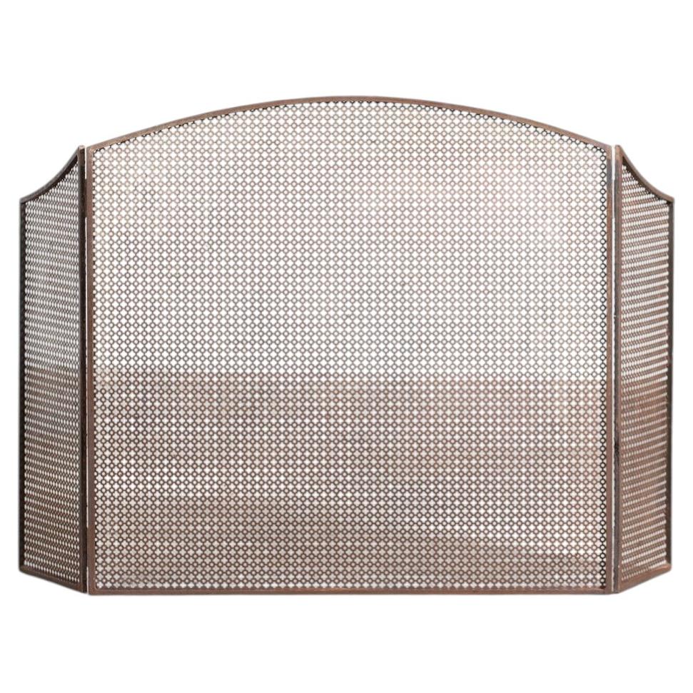 French Perforated Steel Fire Screen c. 1950s