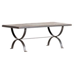 French Slate & Iron Coffee Table, Mid 20th Century