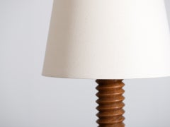 Brutalist Elm Table Lamp, French Mid 20th Century