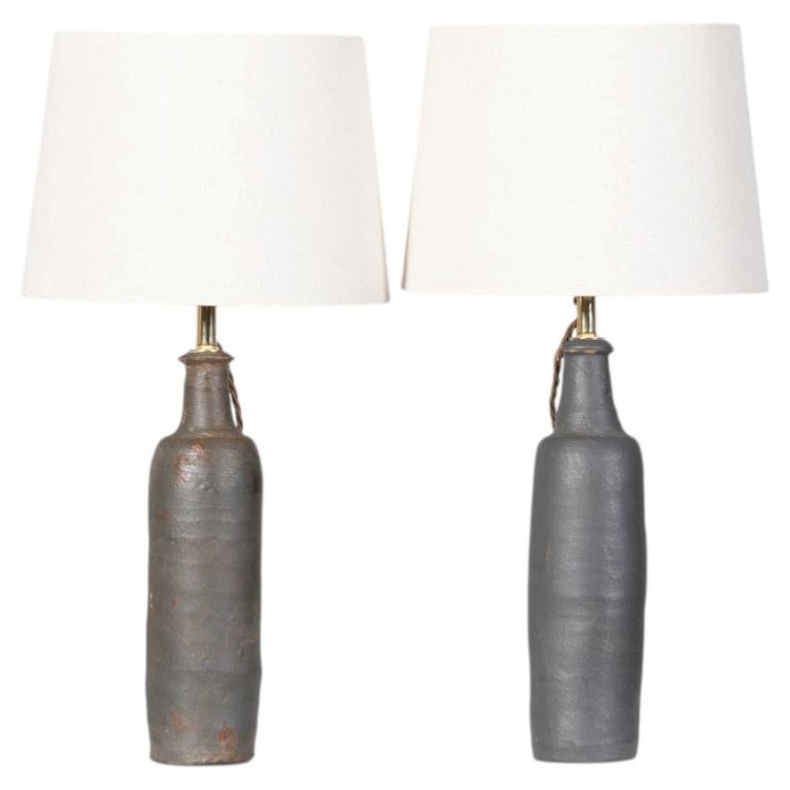French Stoneware Table Lamps, 19th Century For Sale