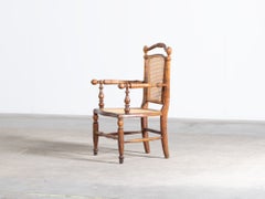 French Caned Faux Bamboo Armchair, Late 19th Century