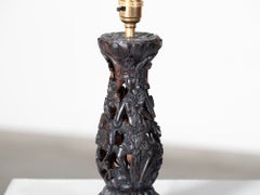 Oriental Carved Table Lamp, Early-Mid 20th Century