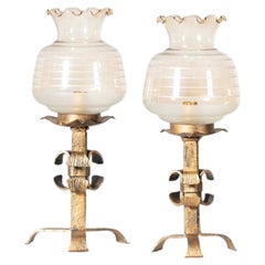 Spanish Gilt Iron Table Lamps, Mid 20th Century